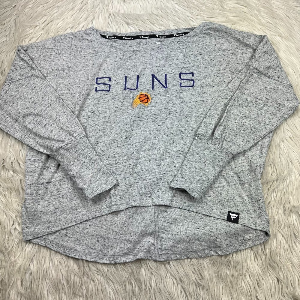 Fanatic Embroidered Phoenix Suns Off The Shoulder Long Sleeve Tee